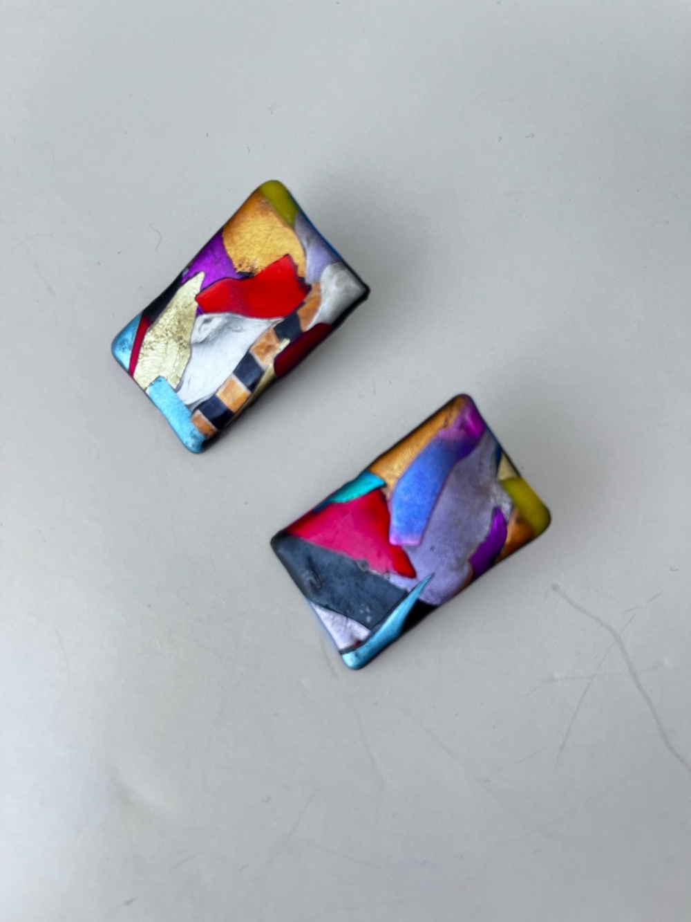 Multicolor Abstract Pierced Earrings
